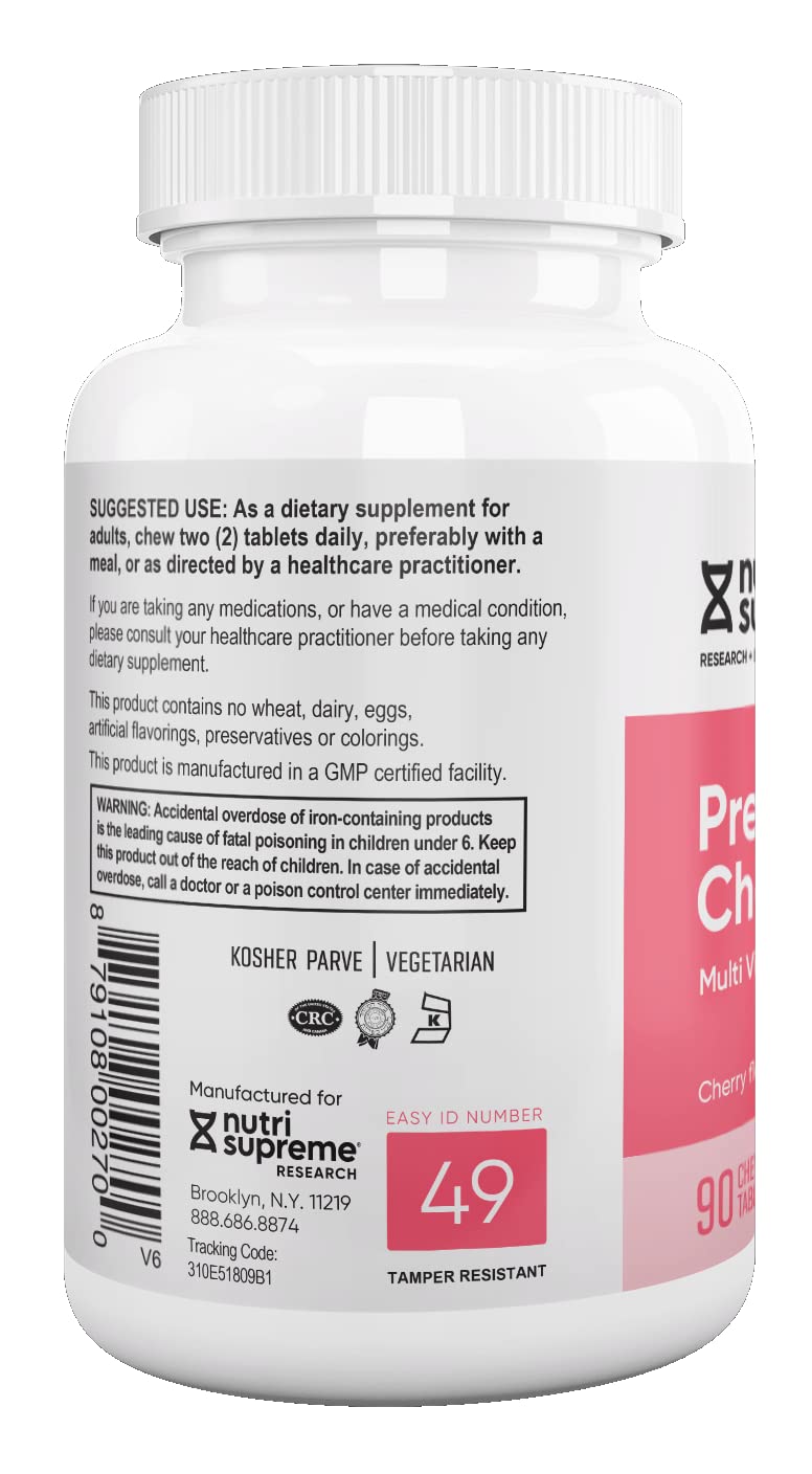 Packaging of Nutri Supreme prenatal vitamins highlighting kosher certification