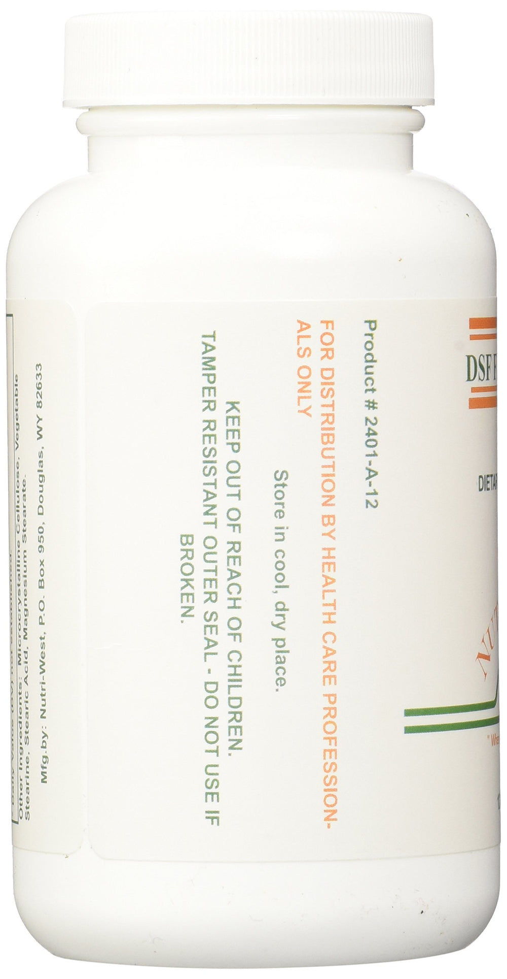 Nutri-West DSF Formula tablets bottle back view showing label details