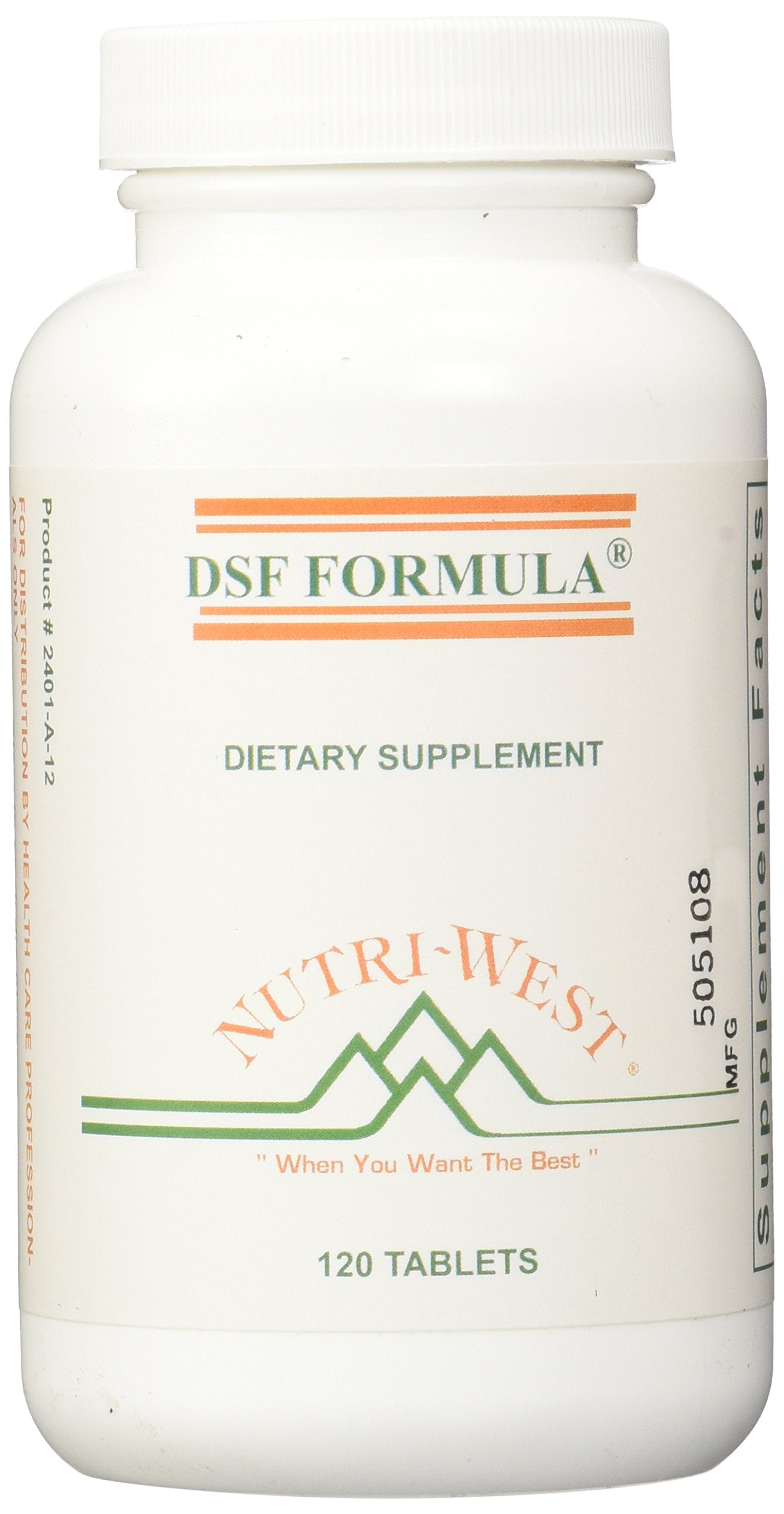 Nutri-West DSF Formula tablets bottle front view, convenient daily use