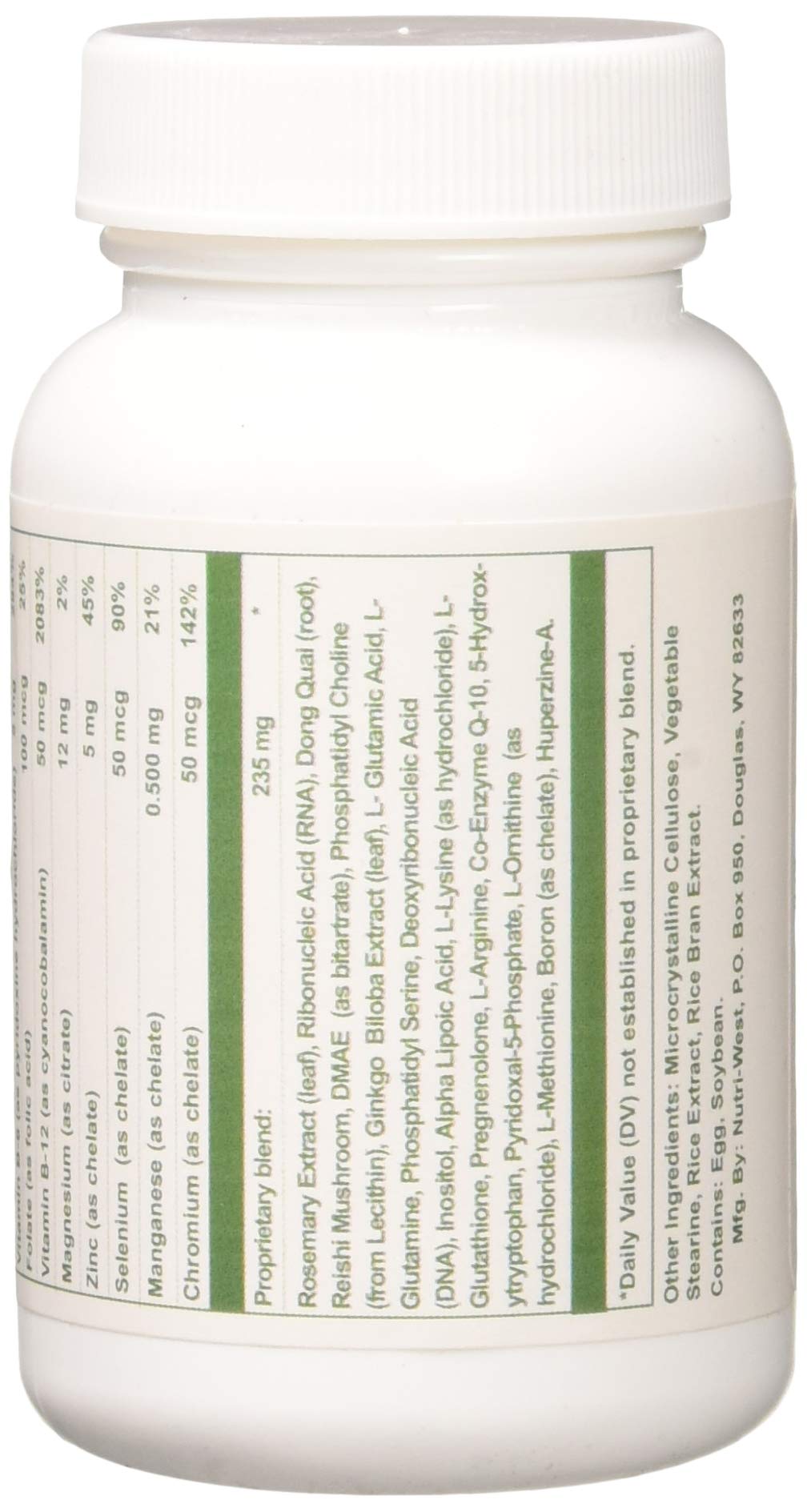 Nutri-West Total Brain 90 bottle pour shows easy daily intake.