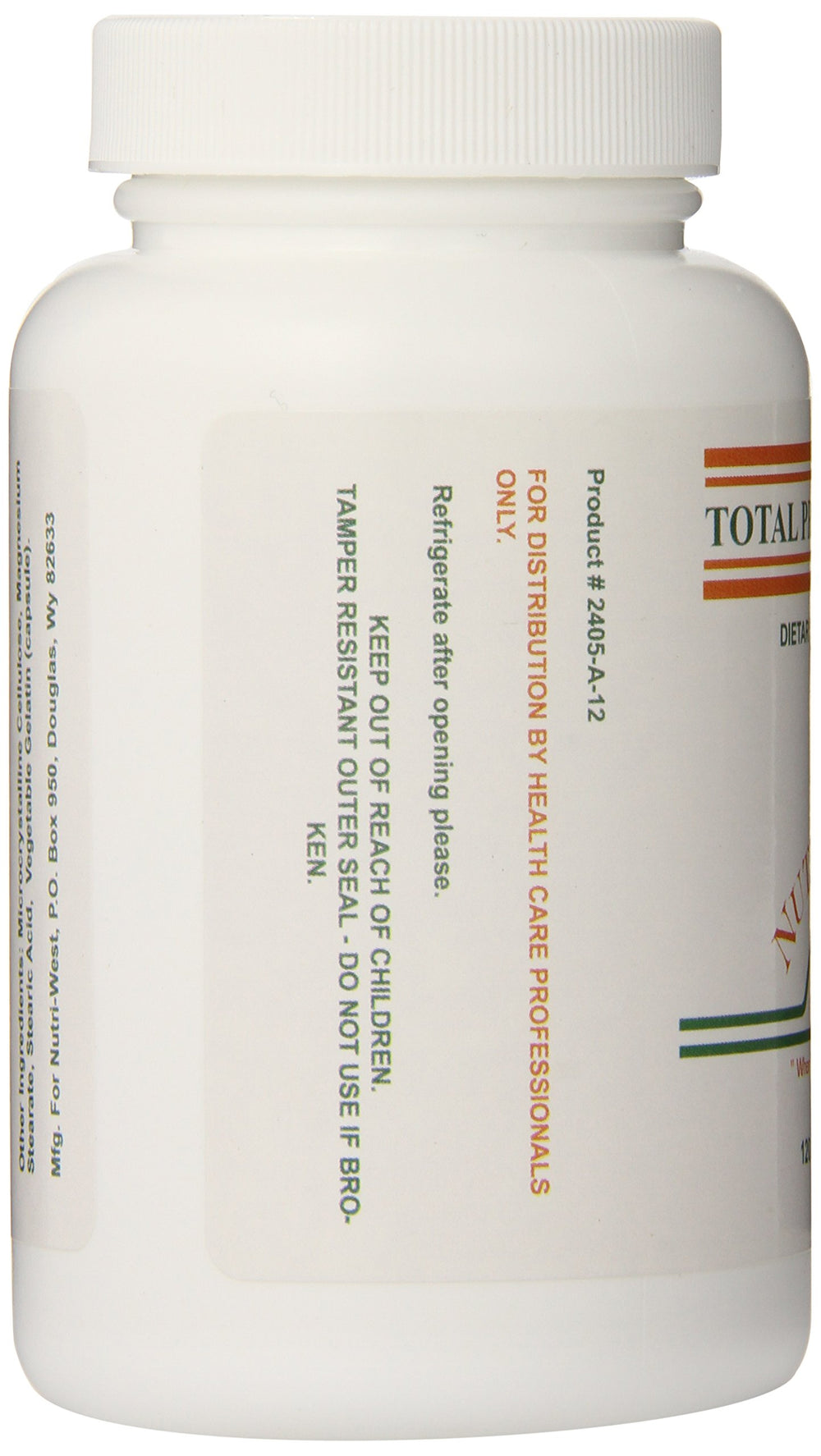 Nutri-West Total Probiotics bottle tipping to pour capsules