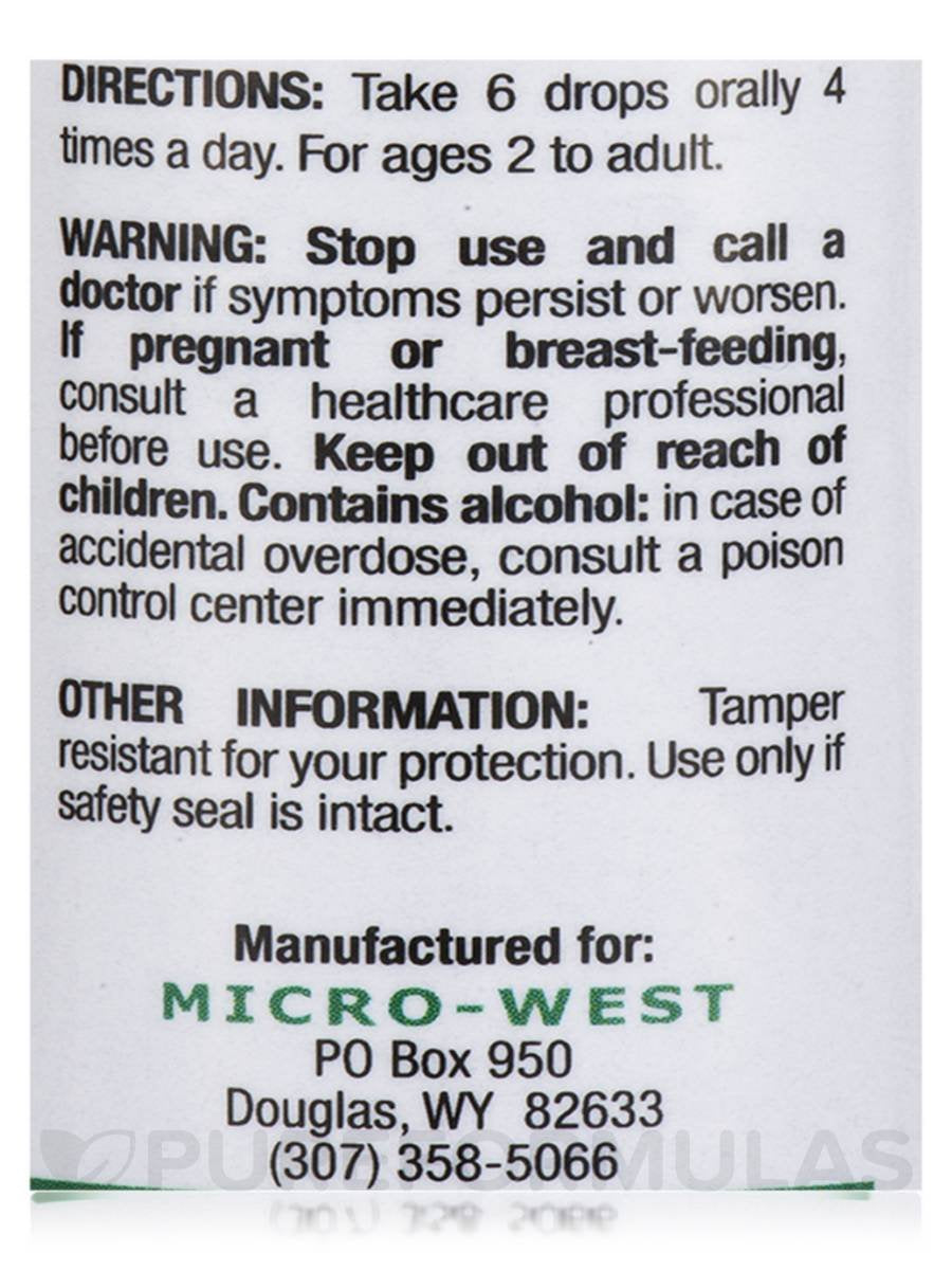 Nutri-West Virex dropper-cap close-up - precise administration at home