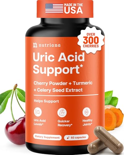 Nutriana 3 in 1 Uric Acid Flush bottle showing Tart Cherry blend for uric support