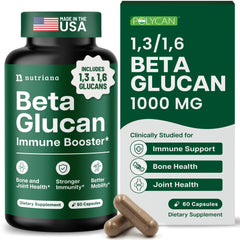 Nutriana Beta Glucan bottle front view emphasizing immune support capsules.