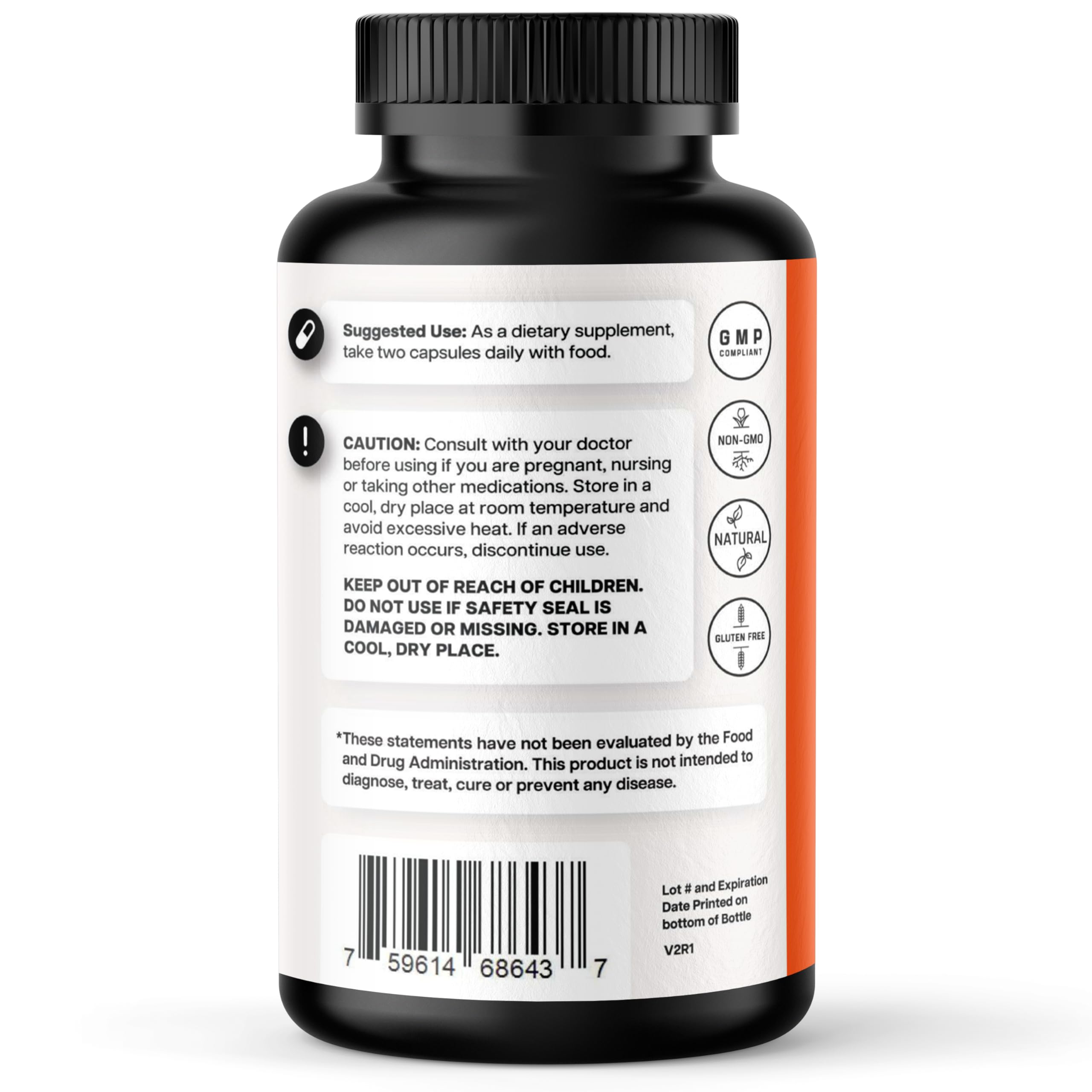 Nutriana Made in USA GMP badge on bottle, signaling strict manufacturing standards