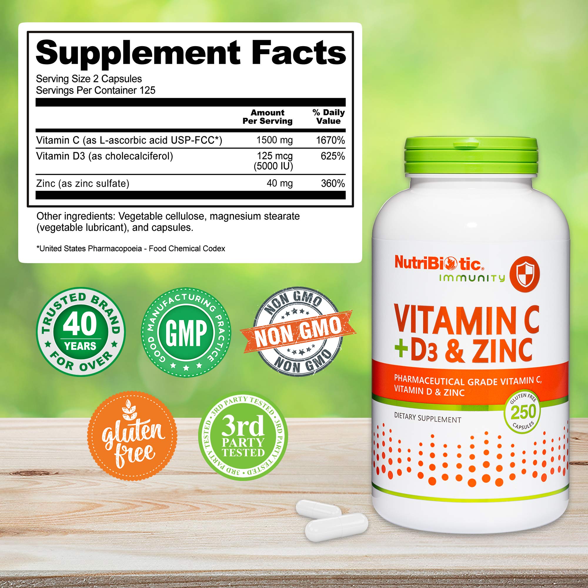 NutriBiotic label detail showing gluten-free and GMO-free formulation
