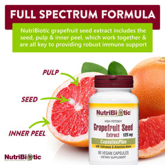 NutriBiotic Grapefruit Seed Extract Capsules being poured for easy daily use.