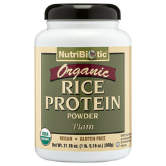 NutriBiotic Organic Rice Protein bottle with certified organic protein for workouts
