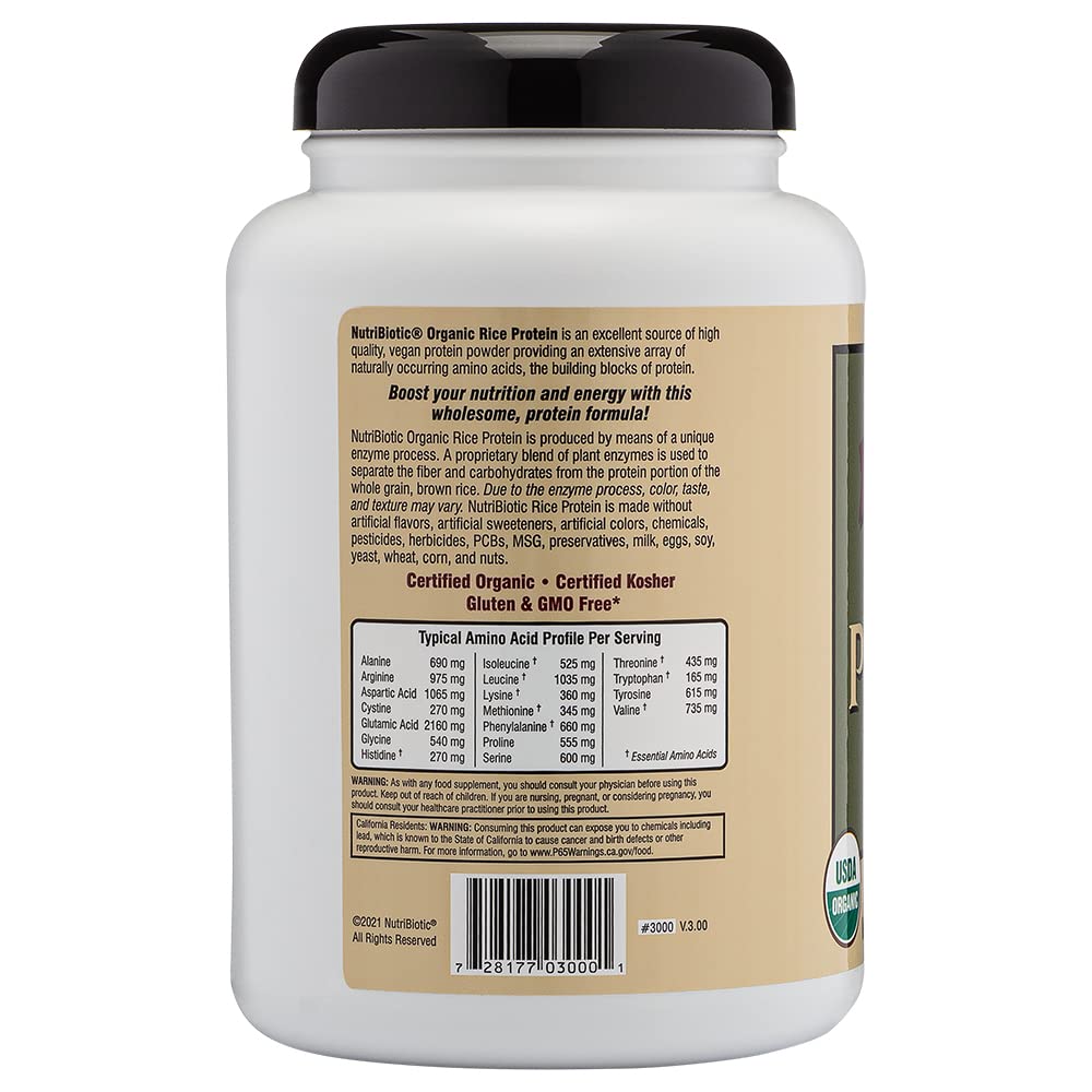 NutriBiotic Plain Rice Protein powder tub for versatile shakes