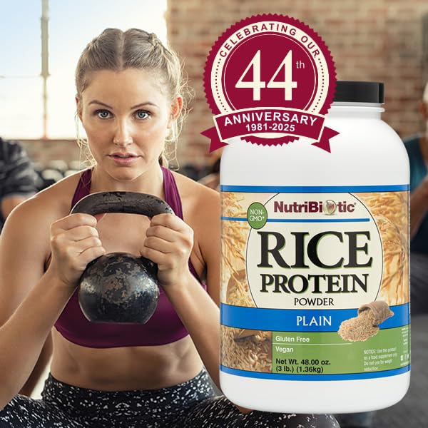 Digested Rice Protein NutriBiotic Plain Rice Protein, 3 Lb – Vegan, Low Carb, Gluten-Free, G ...