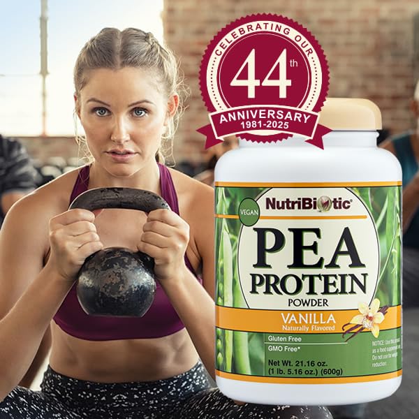 NutriBiotic pea protein vanilla lid seal; secure packaging ensures freshness.