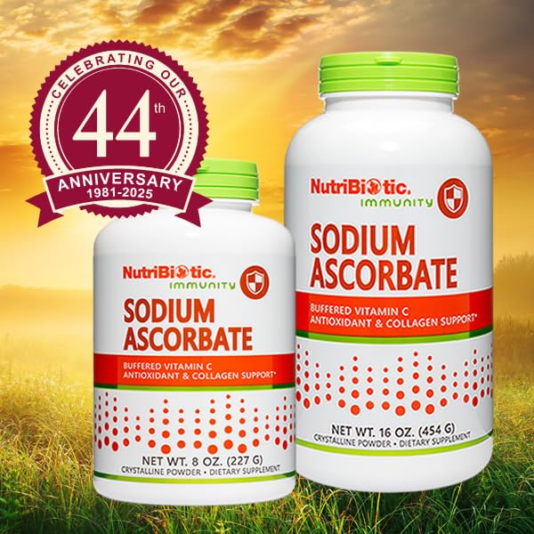 NutriBiotic sodium ascorbate powder poured into a kid-friendly drink