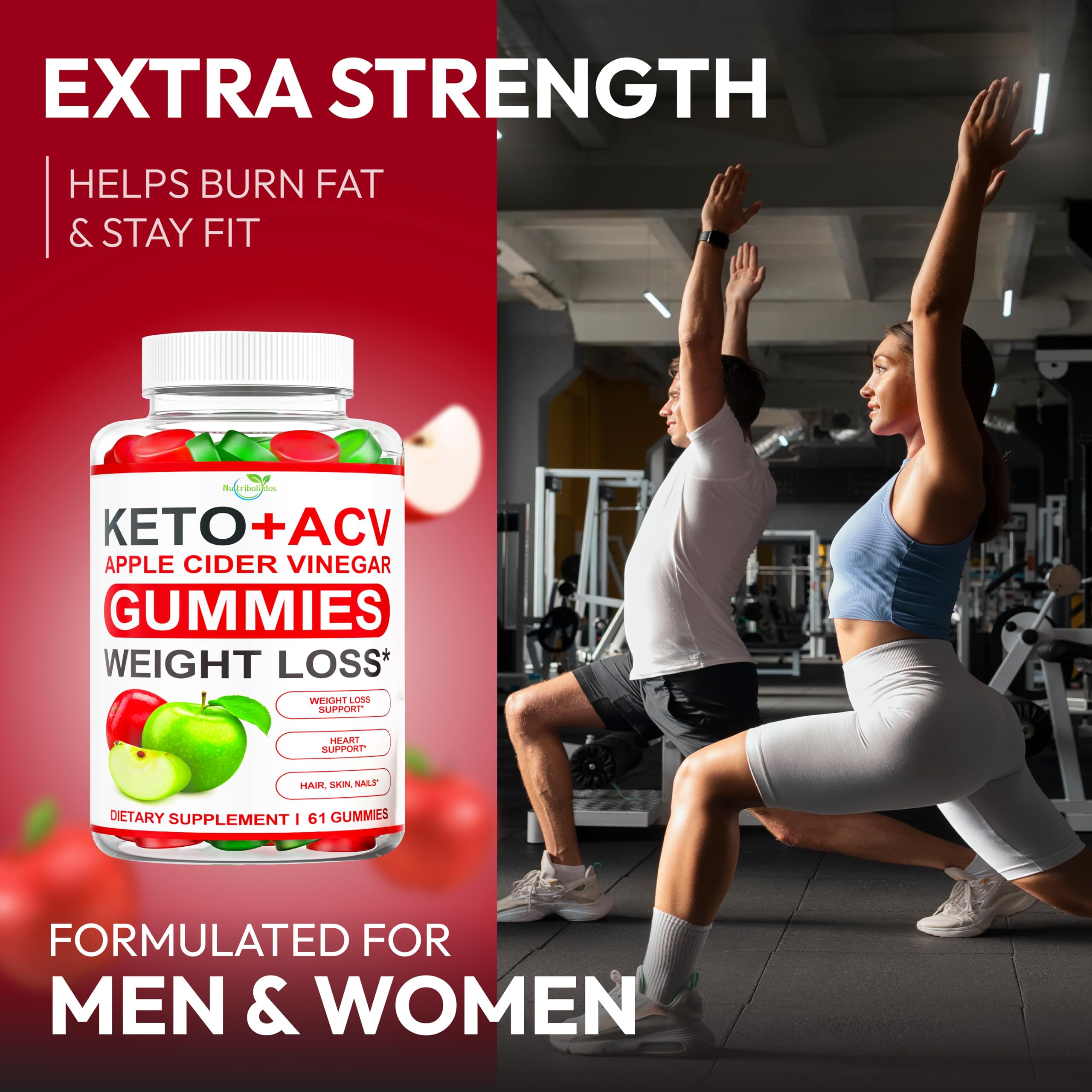 Nutribolidos Keto ACV Gummies label highlighting vegetarian and gluten-free for dietary flexibility