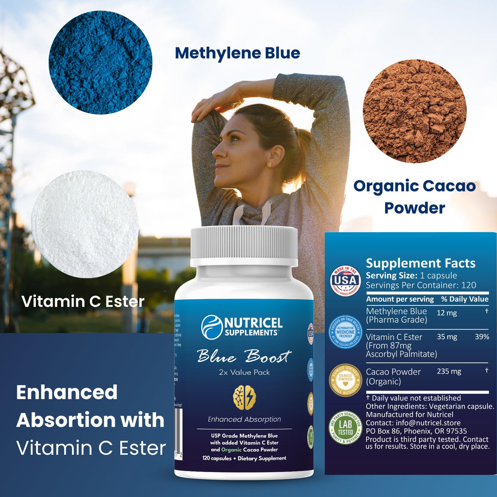 Nutricel Methylene Blue Capsules 120-cap value pack for steady supply.