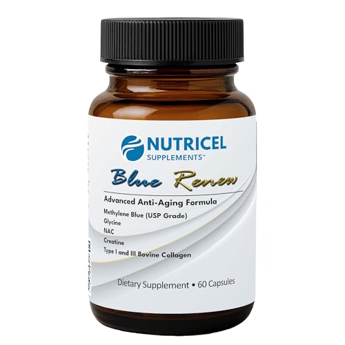 Nutricel Methylene Blue capsules bottle back label with supplement facts for transparency.