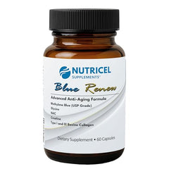 Nutricel Methylene Blue capsules bottle back label with supplement facts for transparency.