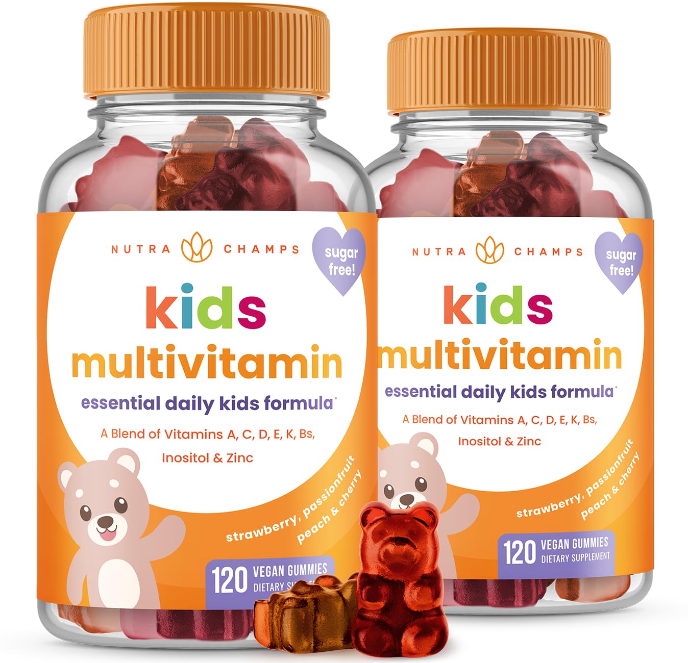 NutraChamps Kids Gummies bottle front for daily nutrition and flavor