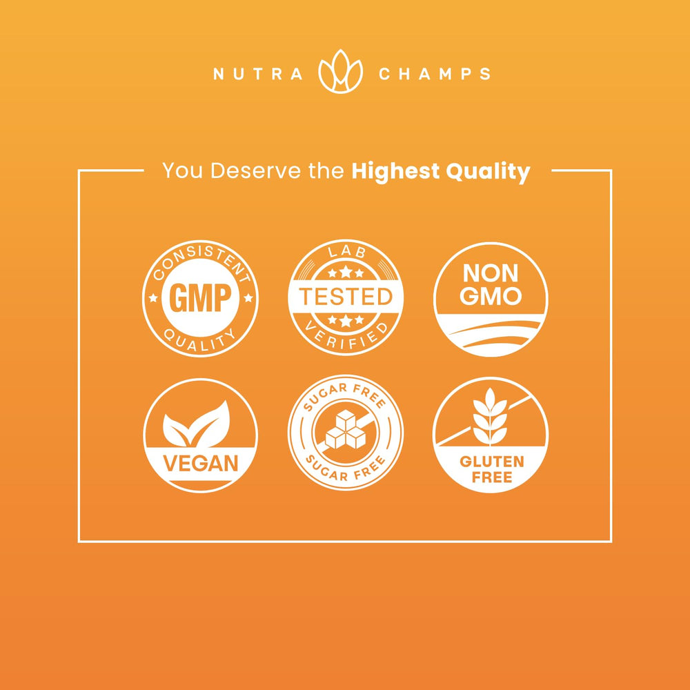 NutraChamps Kids Gummies image showing fruit flavors strawberry passionfruit peach cherry