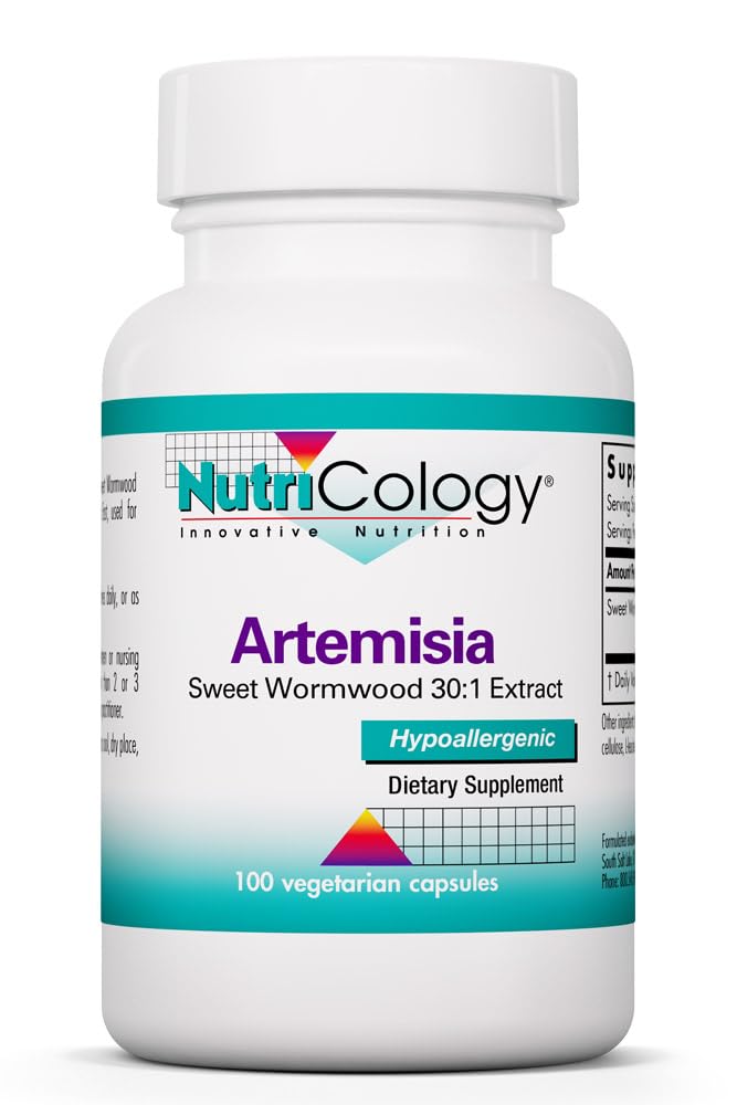 Nutricology Artemisia bottle shows organic sweet wormwood capsules for daily wellness