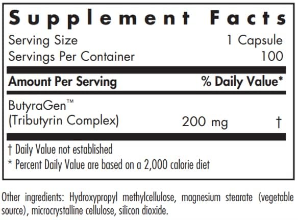 Nutricology ButyrAid capsules close-up highlighting capsule shape for easy swallowing.