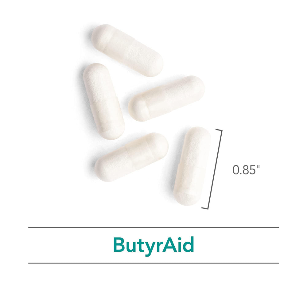 Nutricology ButyrAid packaging box on a clean kitchen counter.