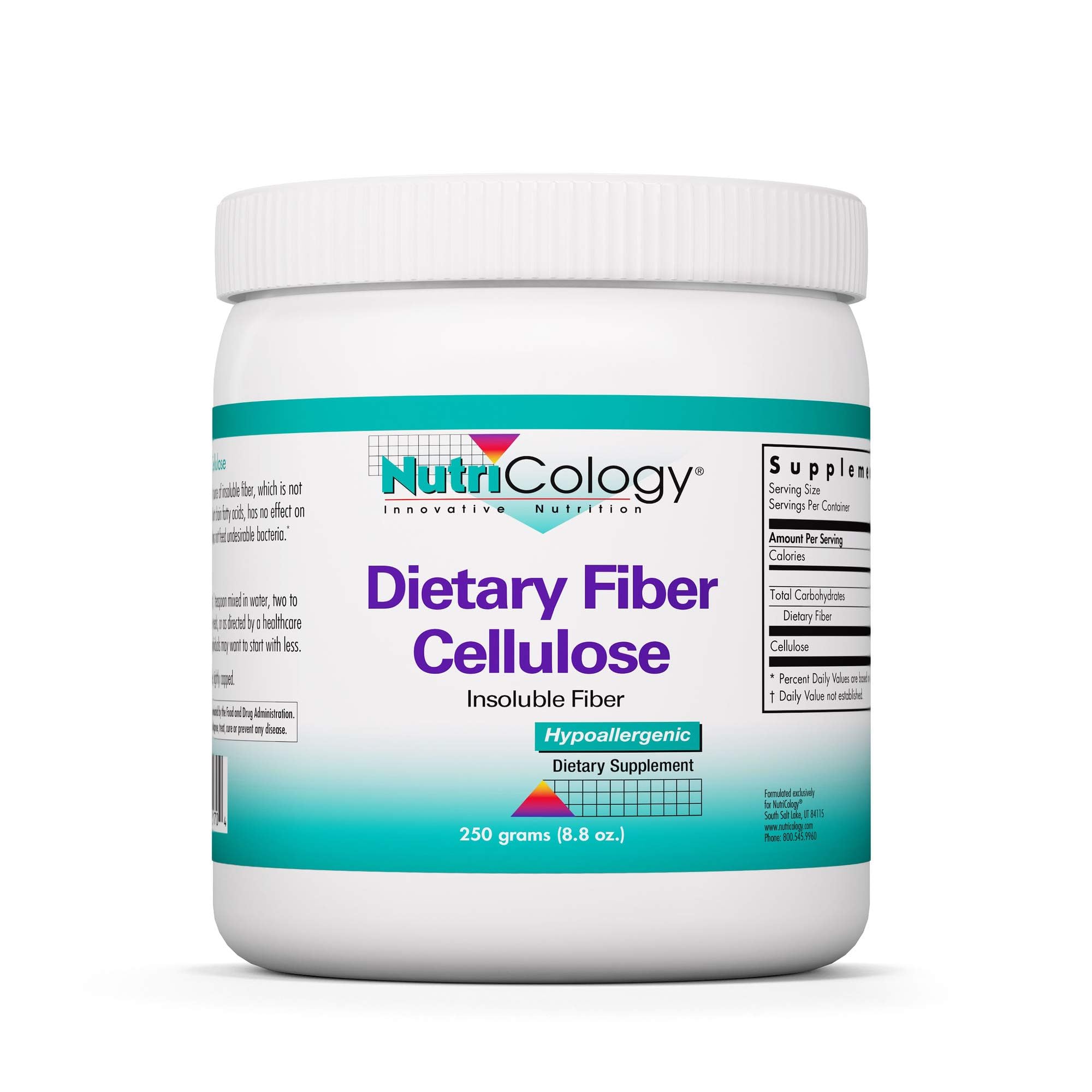 Nutricology Dietary Fiber Powder bottle for daily digestion support.