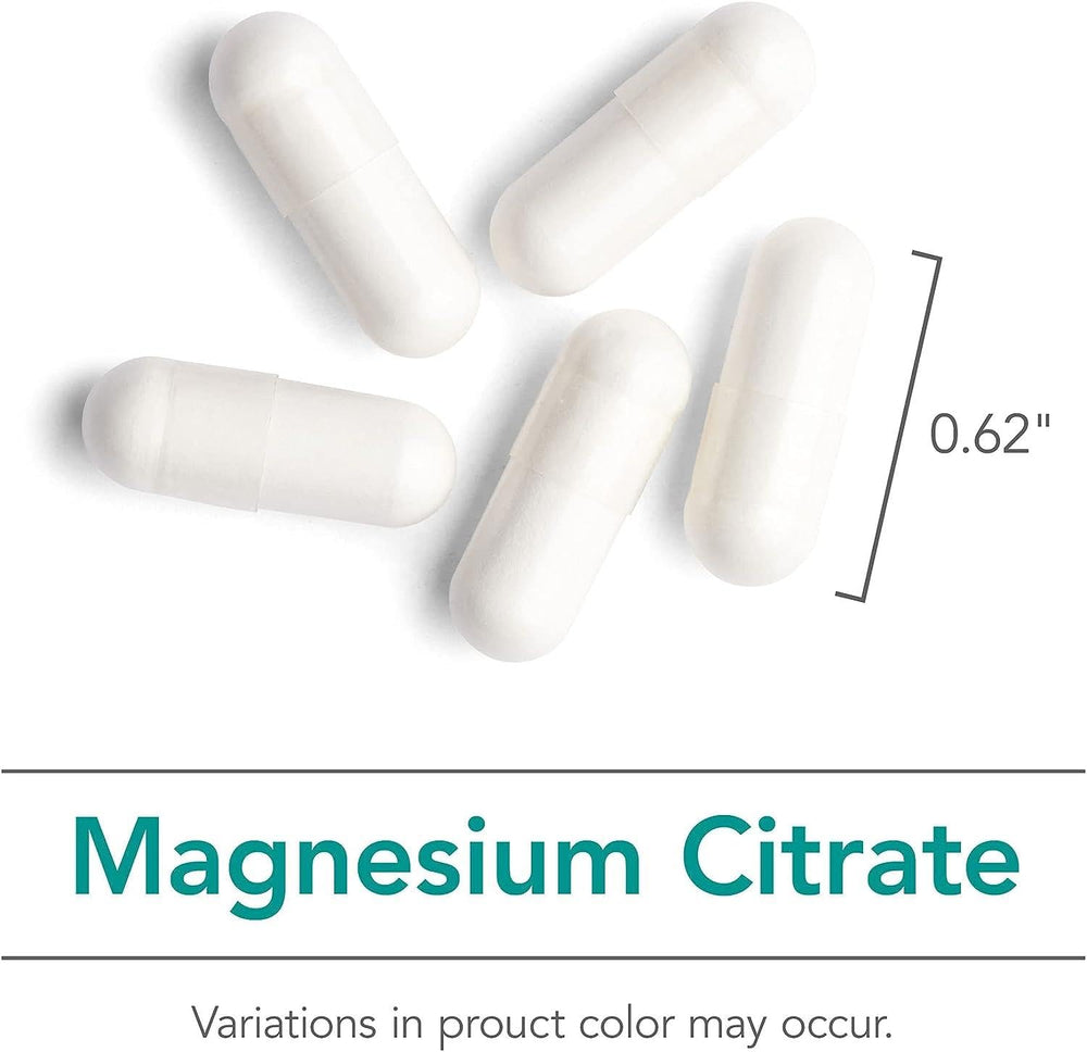 Nutricology magnesium citrate label detail emphasizing purity and quality control