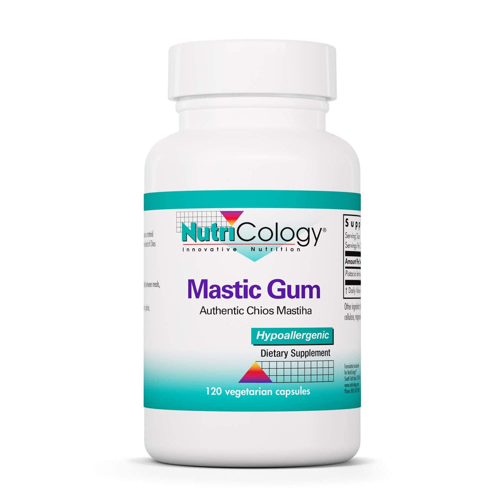 Nutricology Mastic Gum bottle front for easy daily use and trusted packaging.