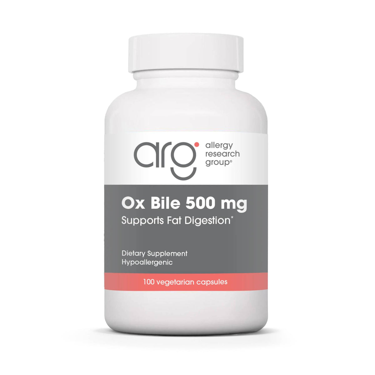 Nutricology Ox Bile 500mg bottle with label for fat digestion support.