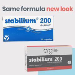 Nutricology Stabillium 200 label close-up with Garum Armoricum and fish extract