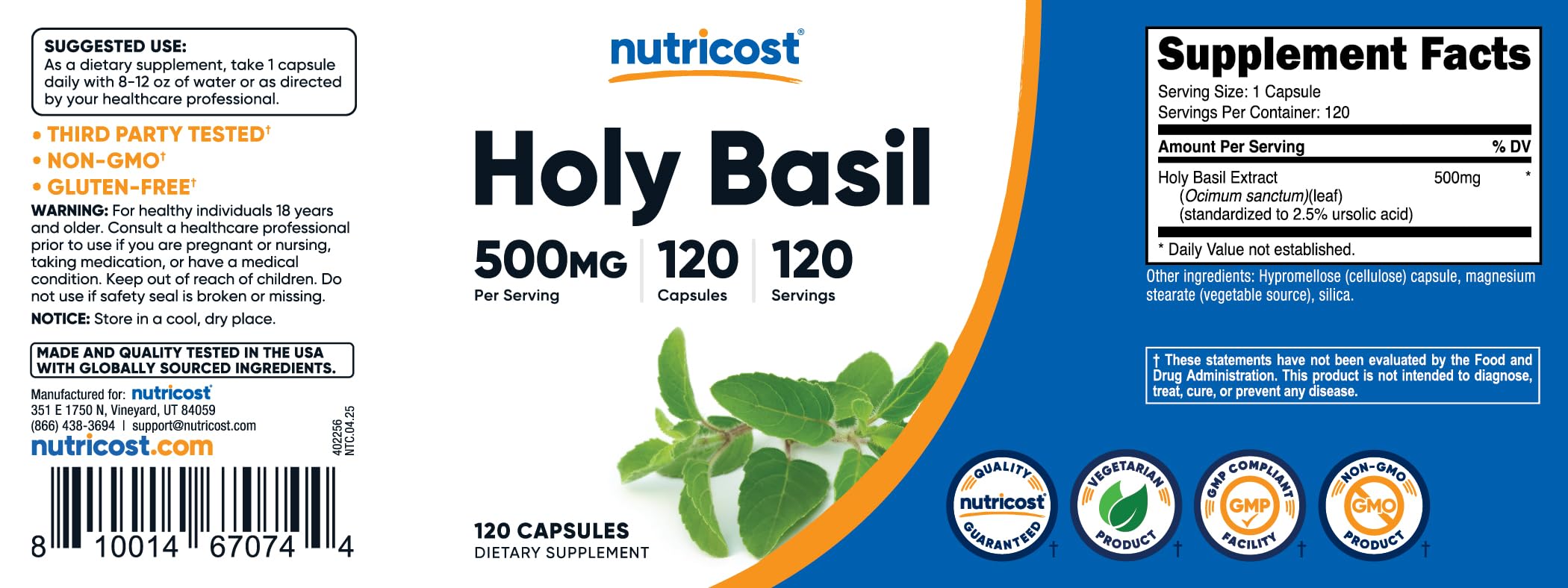 Label indicates 120 servings per bottle