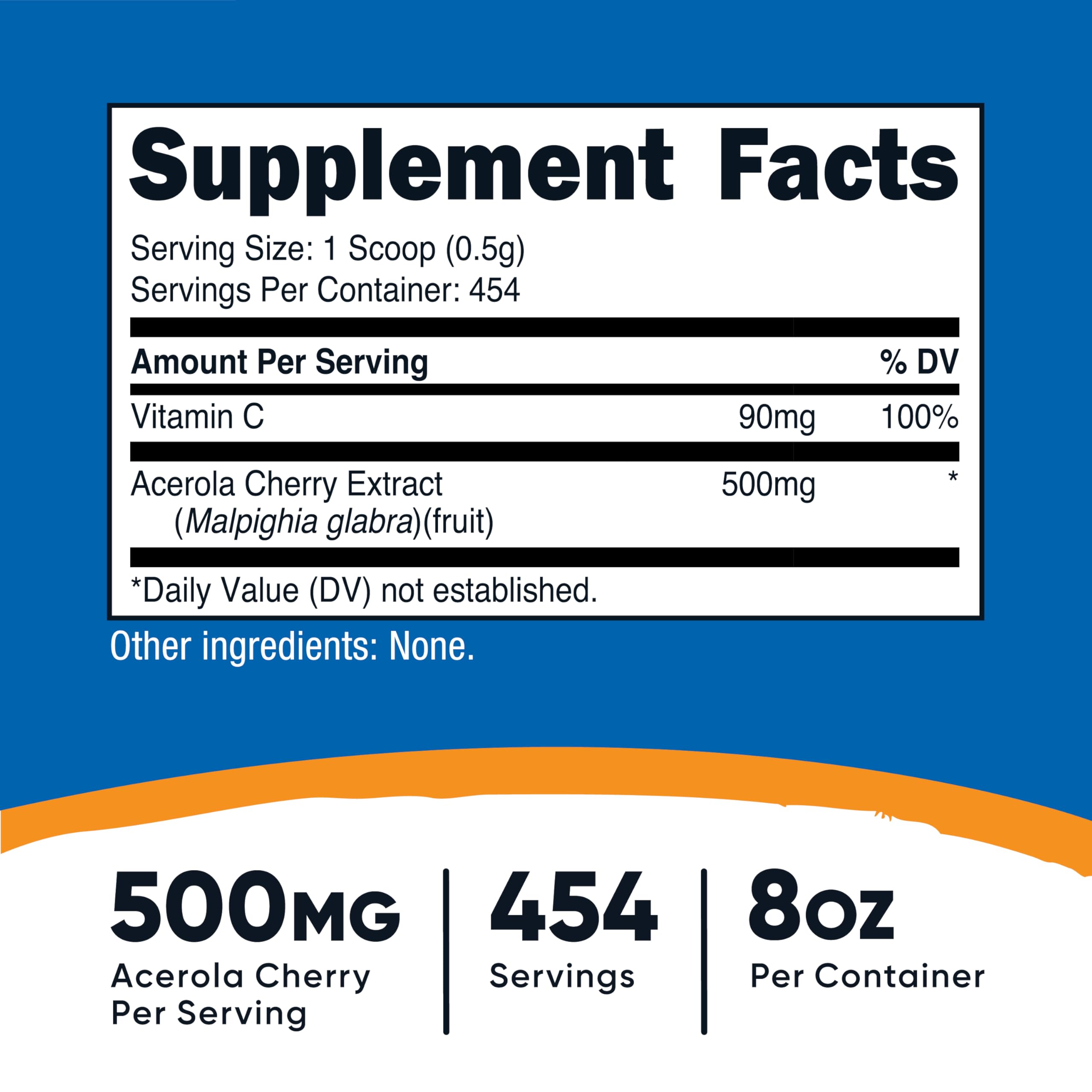 Nutricost Acerola Powder scoop highlights easy measurement for servings