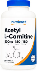 Nutricost Acetyl L-Carnitine (ALCAR) 500mg – 180 Capsules | Non-GMO, Gluten Free