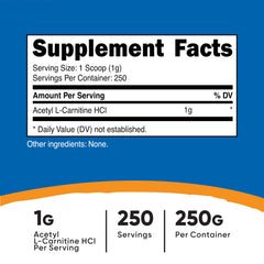 Nutricost Acetyl L-Carnitine ALCAR scoop included for easy measurement