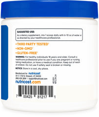 Powder pours into measuring spoon from Nutricost agmatine sulfate bottle for easy dosing.