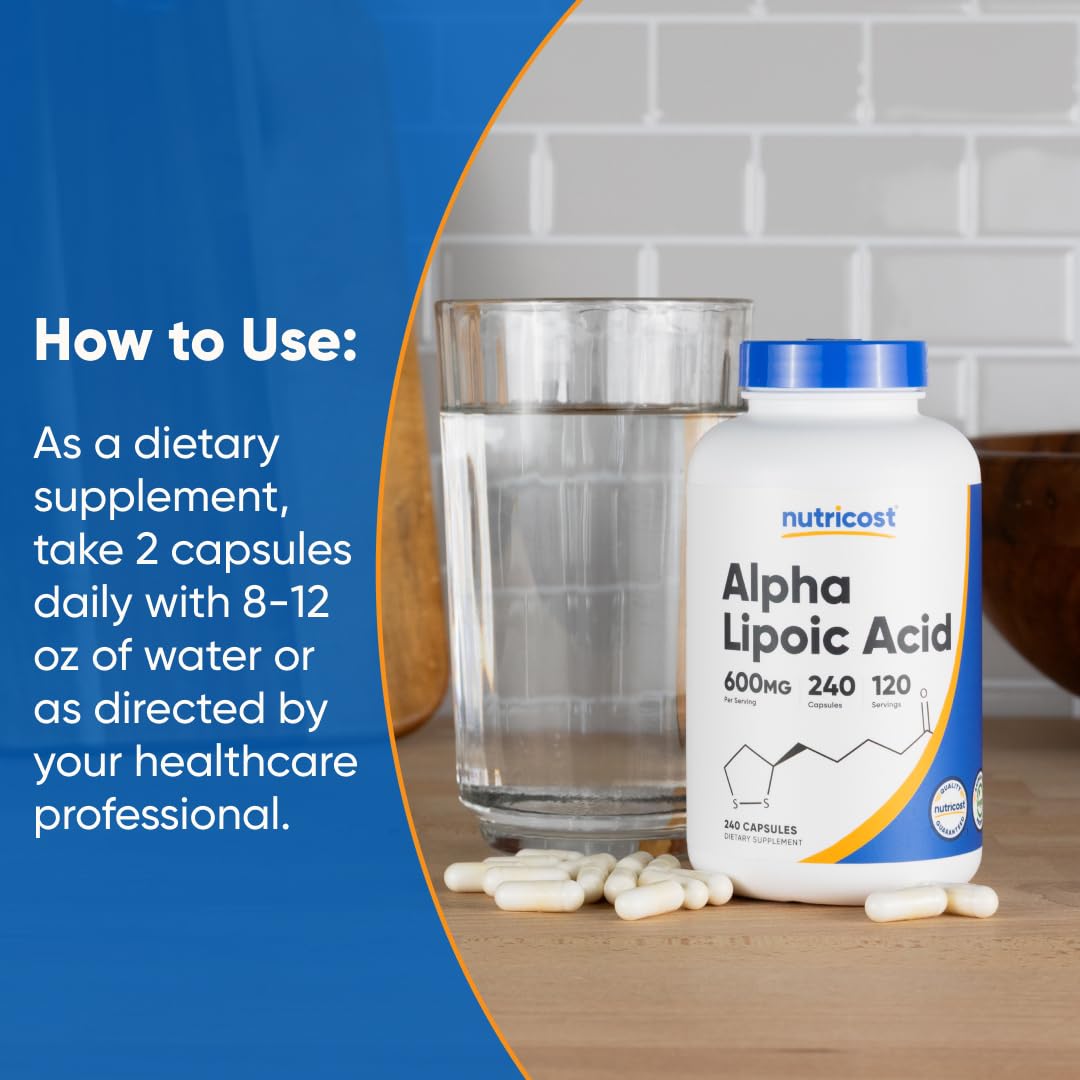 Nutricost Alpha Lipoic Acid gluten-free badge on packaging