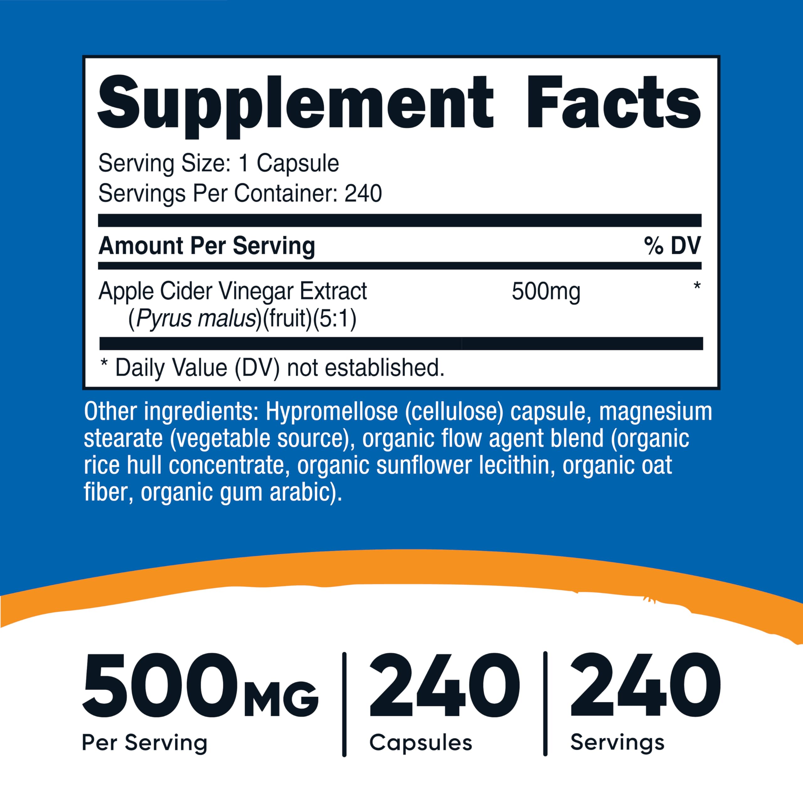 Nutricost ACV capsules close-up showing small, easy-to-swallow capsules for daily use.