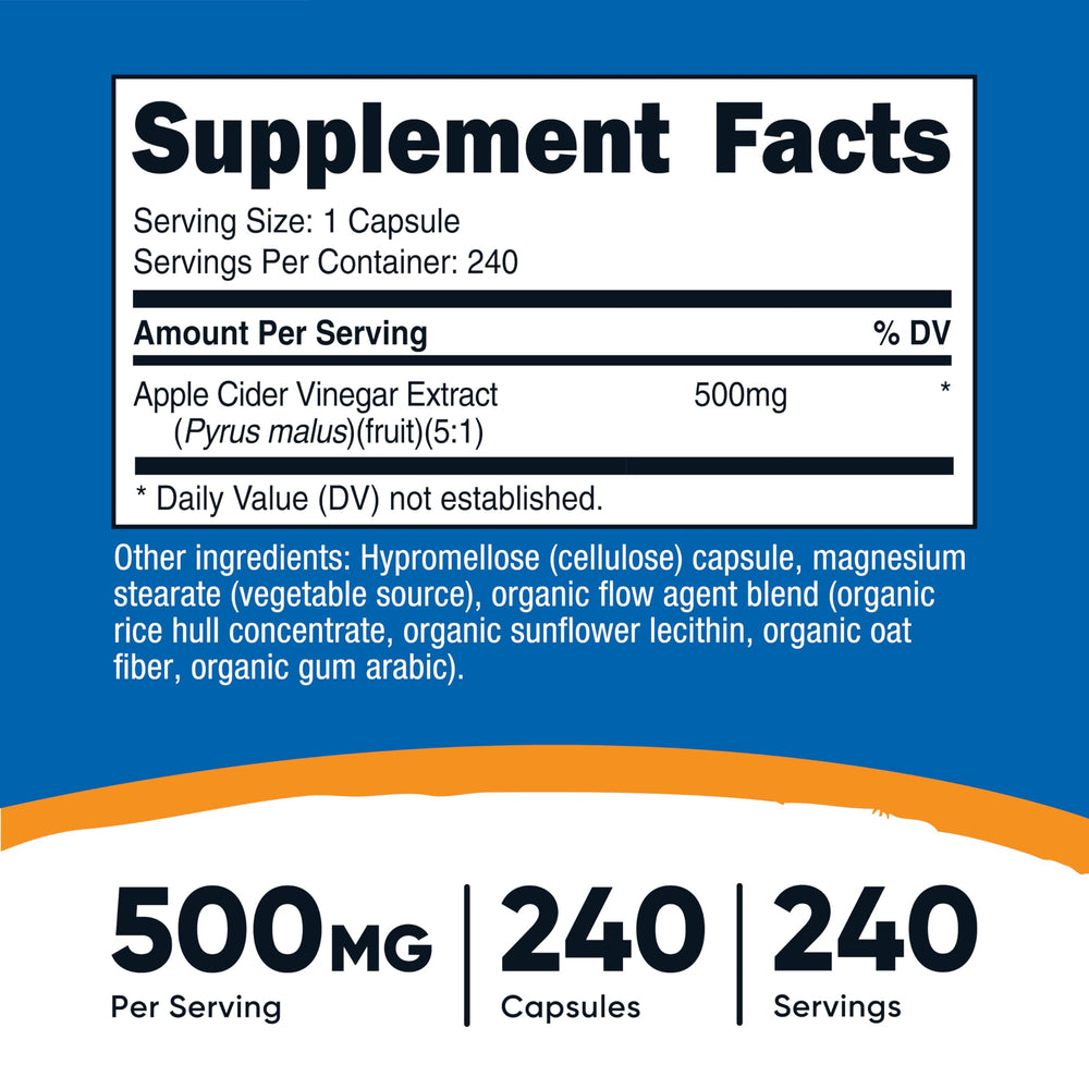 Nutricost ACV capsules close-up showing small, easy-to-swallow capsules for daily use.