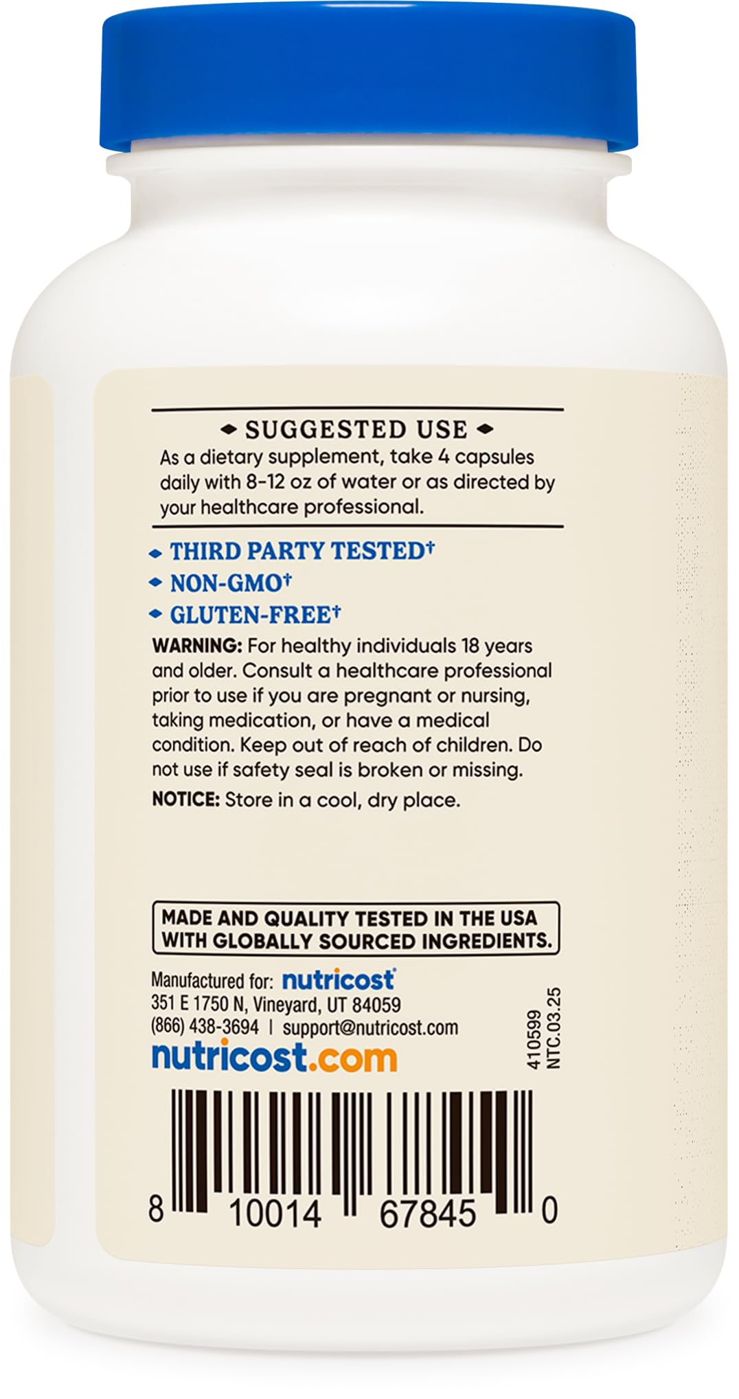 Nutricost bottle emphasizes Argentina grass-fed origin