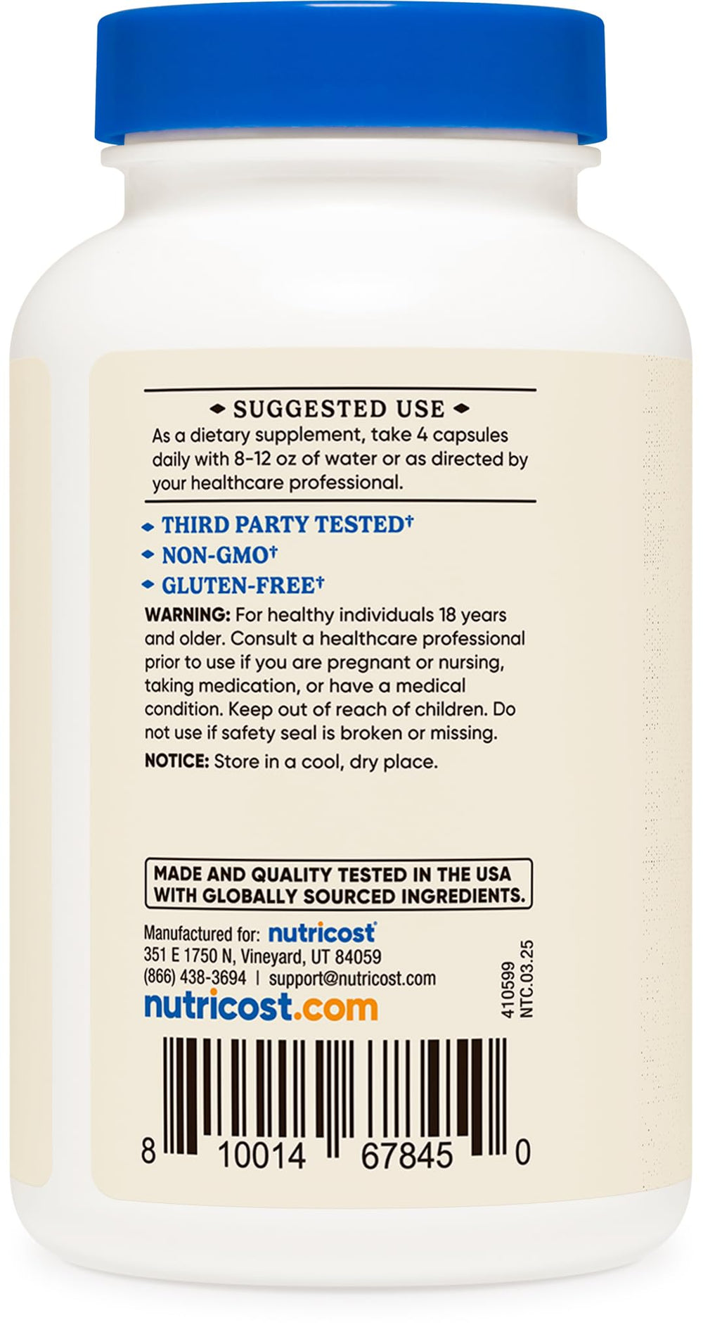 Nutricost bottle emphasizes Argentina grass-fed origin
