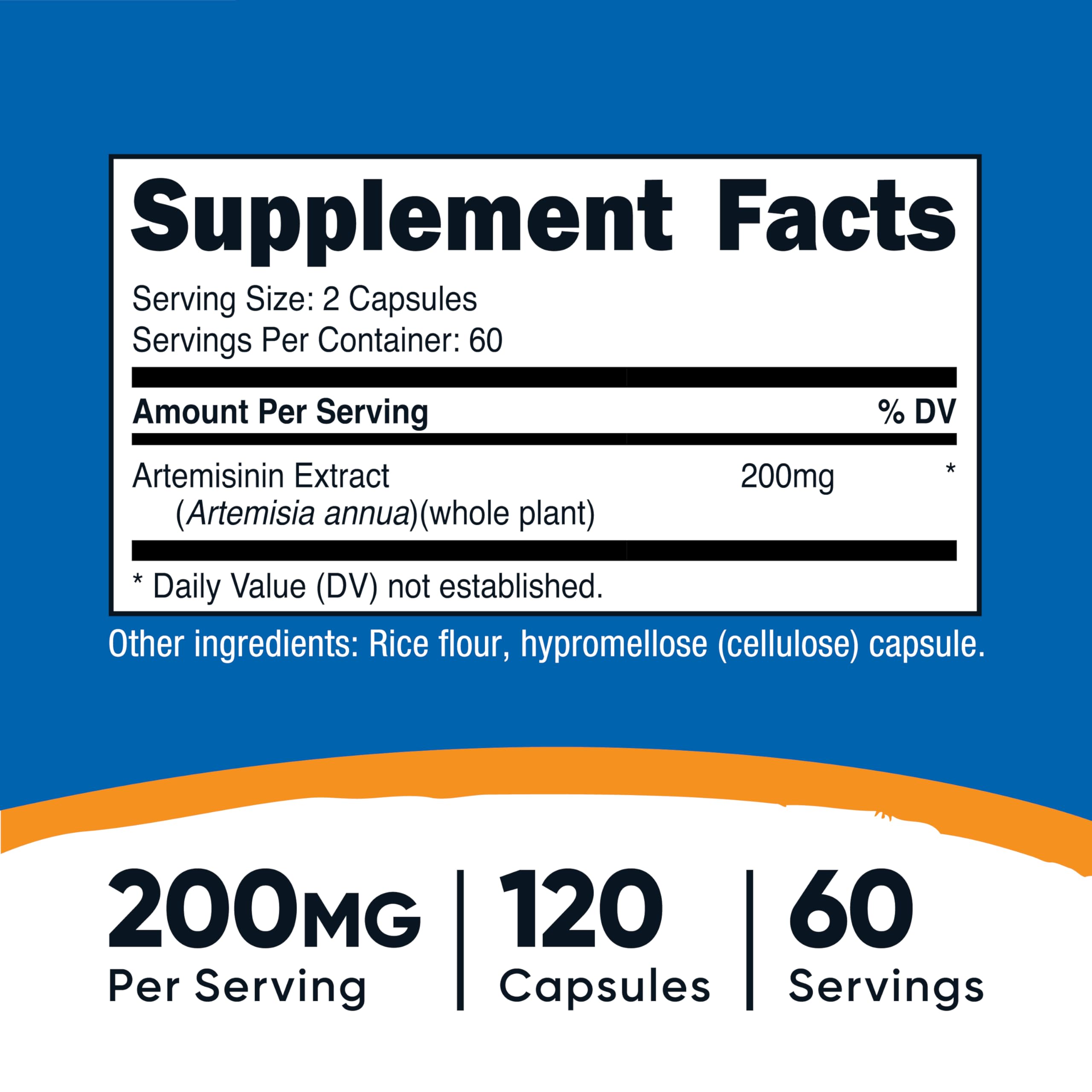 Nutricost Artemisinin capsules close-up, vegetarian-friendly supplement.