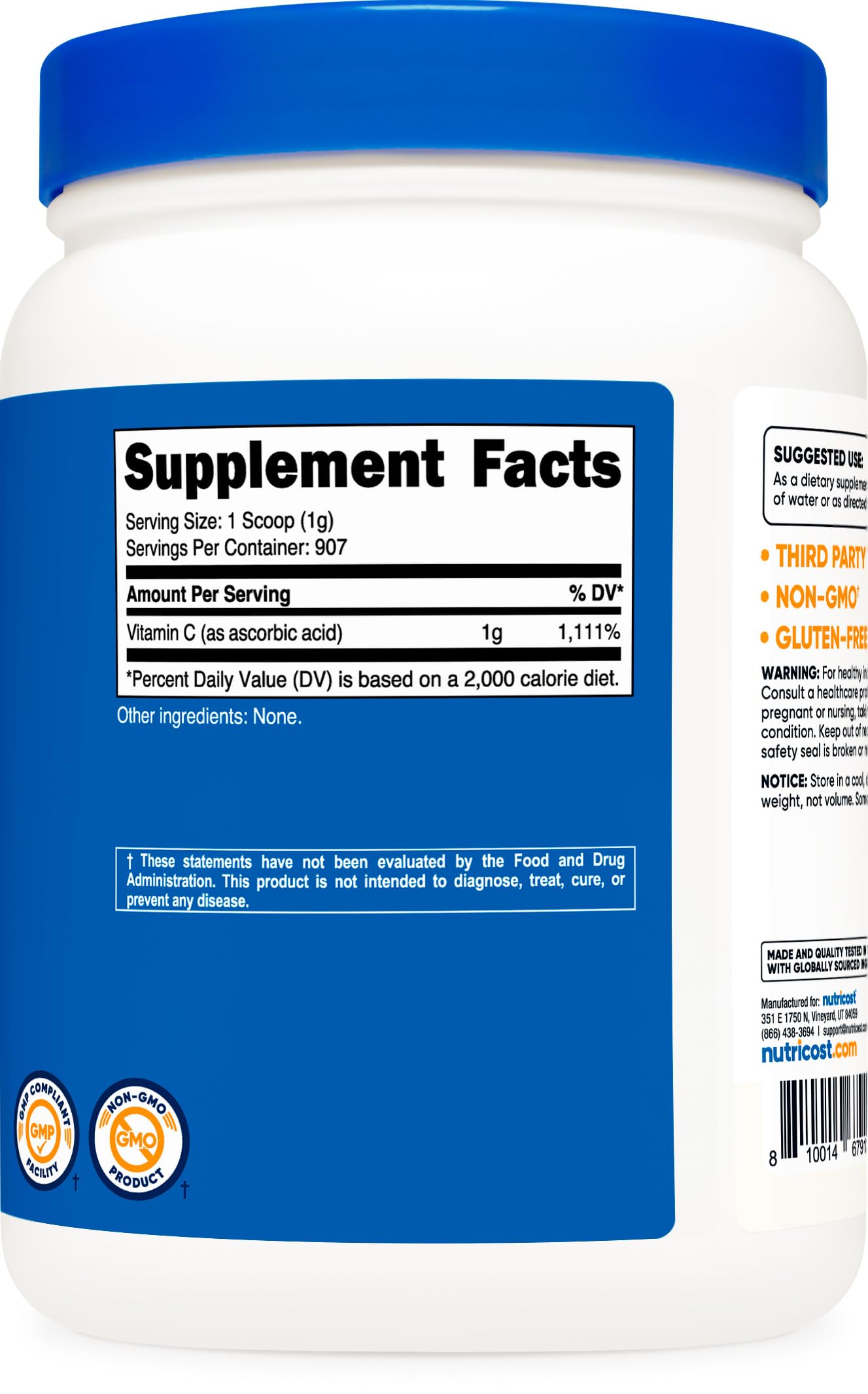 Nutricost 2 LBS jar on kitchen counter suggests long-lasting supply.