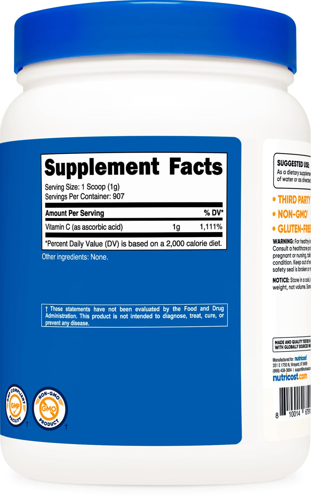 Nutricost 2 LBS jar on kitchen counter suggests long-lasting supply.