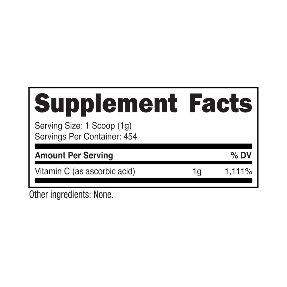 Nutricost packaging for ascorbic acid powder clearly labeled for DIY formulas.