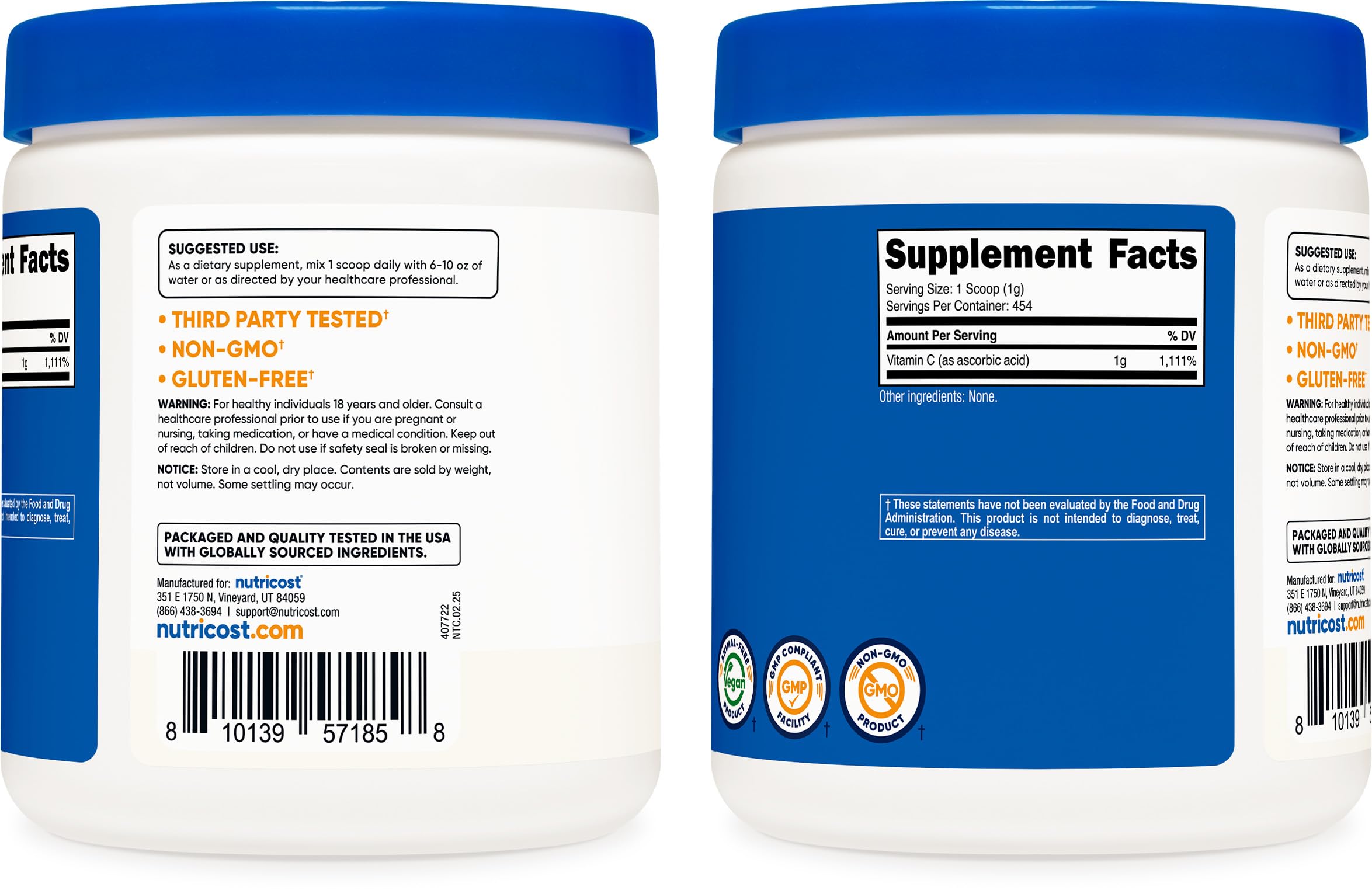 Nutricost vitamin C powder in a smoothie – blends smoothly into drinks.