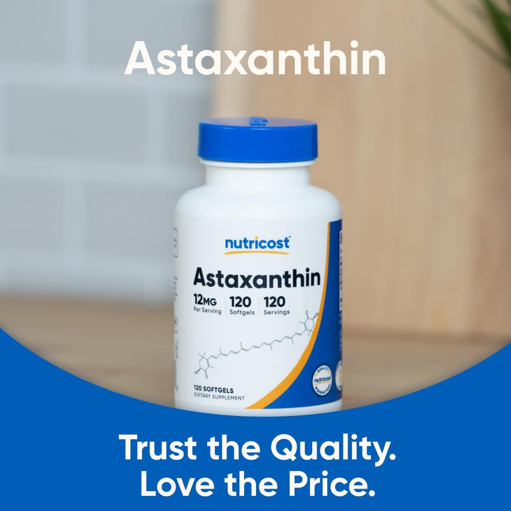 Nutricost Astaxanthin lab-testing image confirming ISO-accredited batch safety checks.