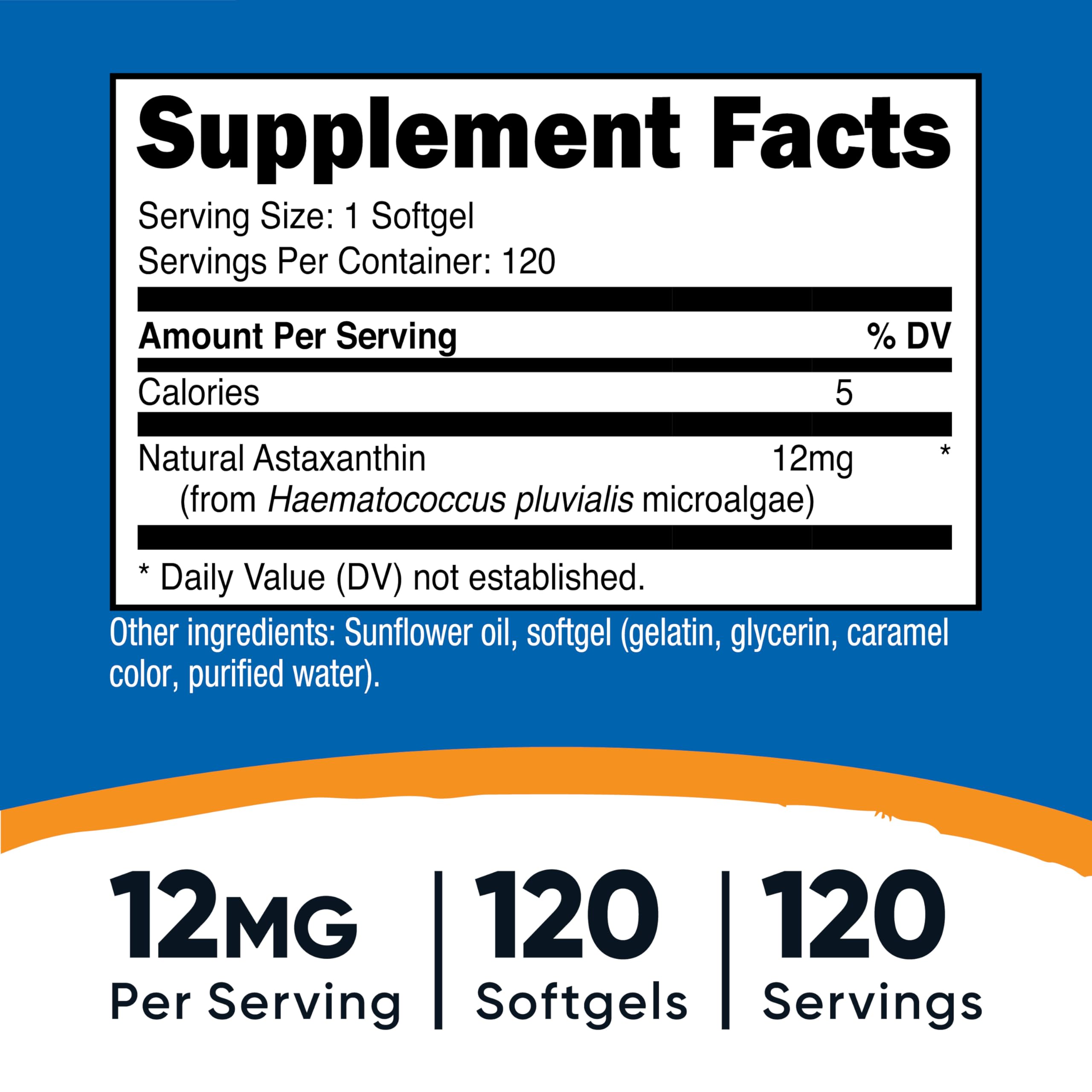Closeup of Nutricost Astaxanthin softgels highlighting easy-to-swallow capsules.