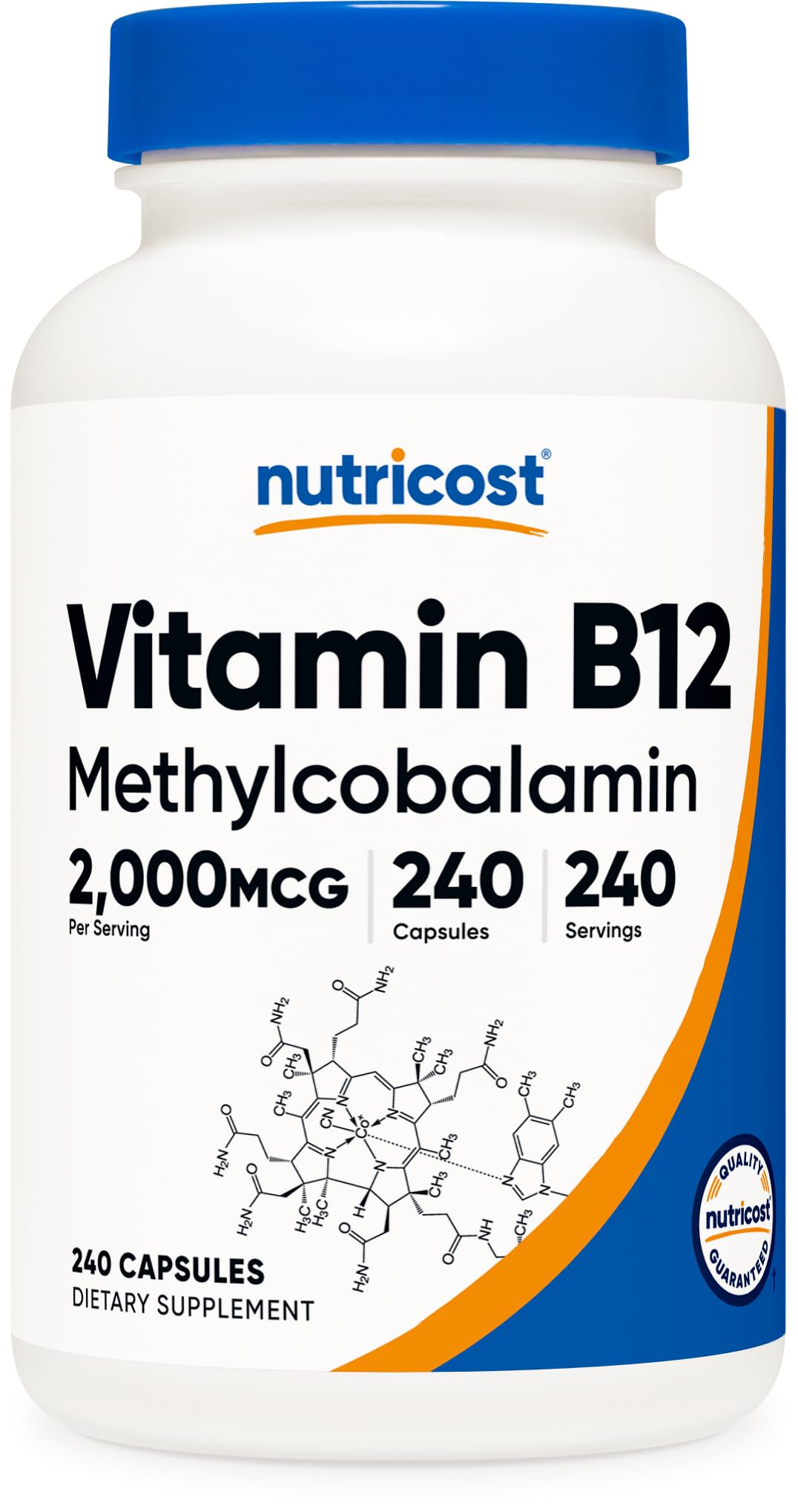 Nutricost B12 methylcobalamin capsule, high-potency vegetarian supplement for daily use.
