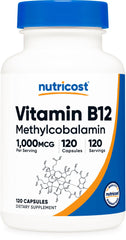 Nutricost Vitamin B12 bottle with 1000mcg potency for daily energy support