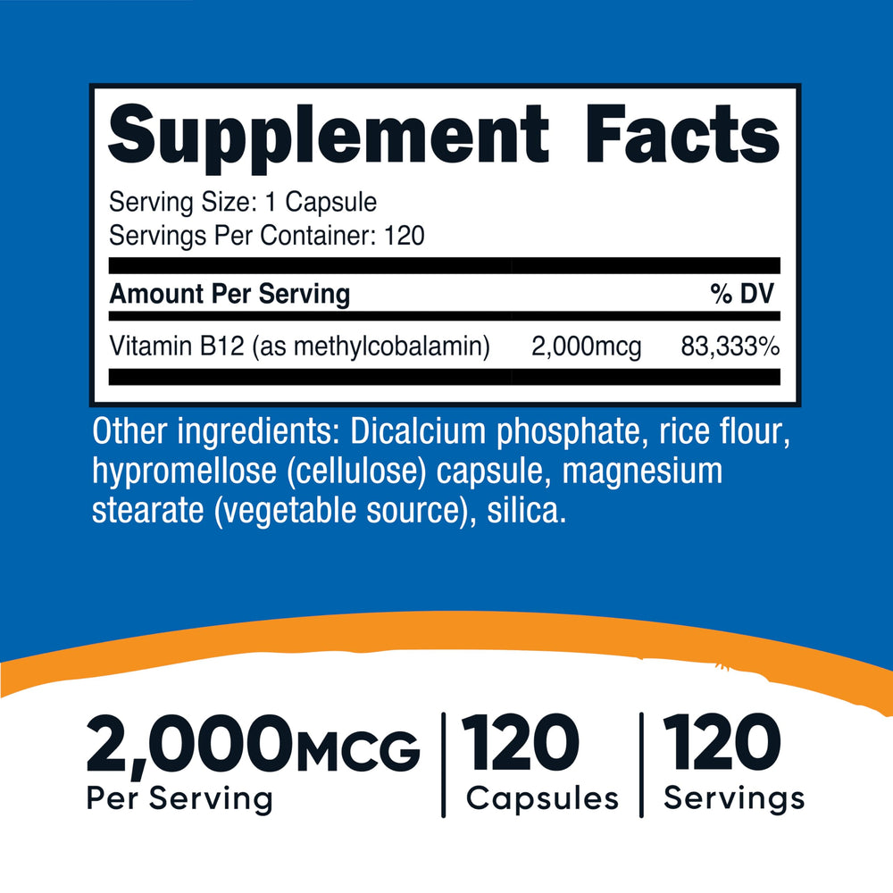 Nutricost B12 vegetarian capsules close-up, ideal for plant-based diets and daily use.